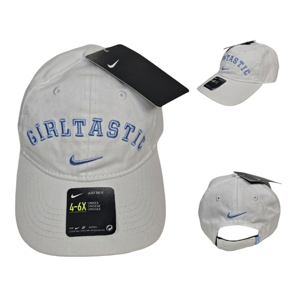 Nike Swoosh Girltastic Kids Unisex Strapback Adjustable Hat Cap 4-6 X‎ White - Picture 1 of 9